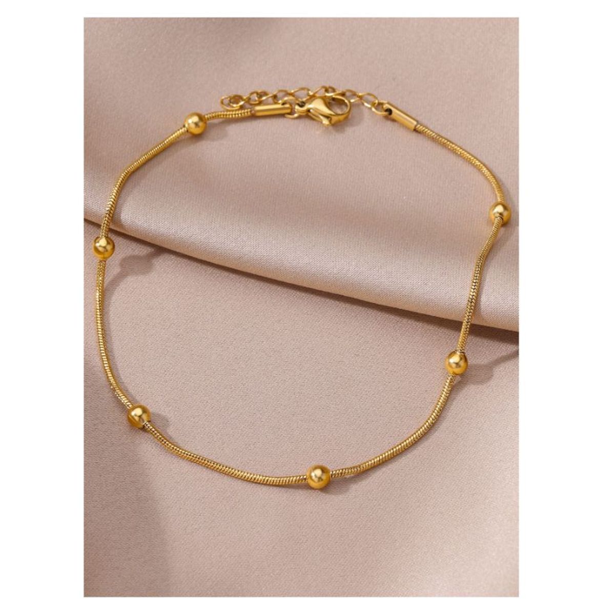 GENERICO - PULSERA DE ACERO INOXIDABLE CON CUENTAS