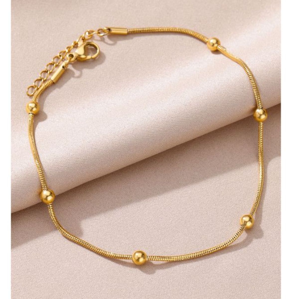 GENERICO - PULSERA DE ACERO INOXIDABLE CON CUENTAS