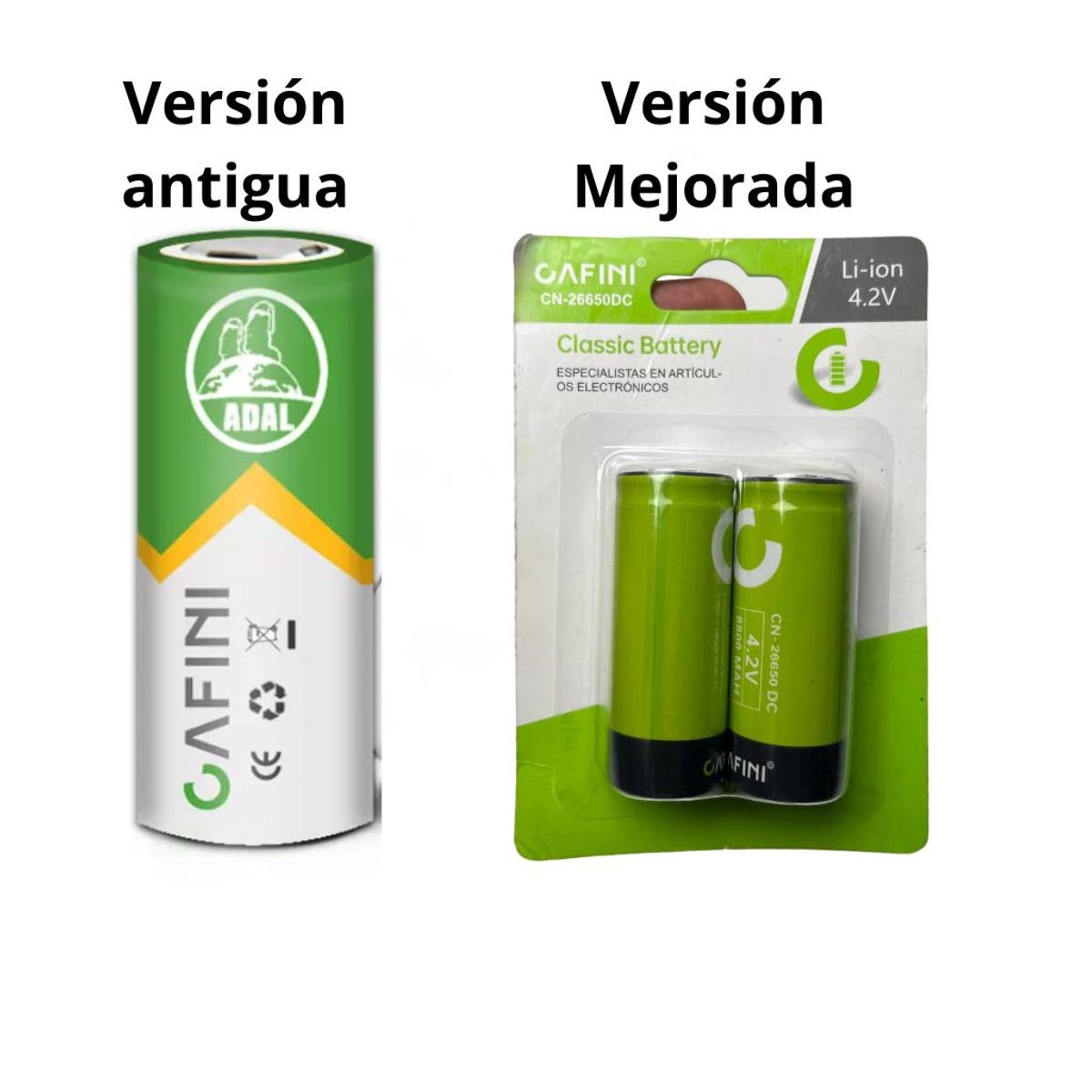 CAFINI - Batería recargable de litio 26650 PACK 2 Unidades 3000mAh