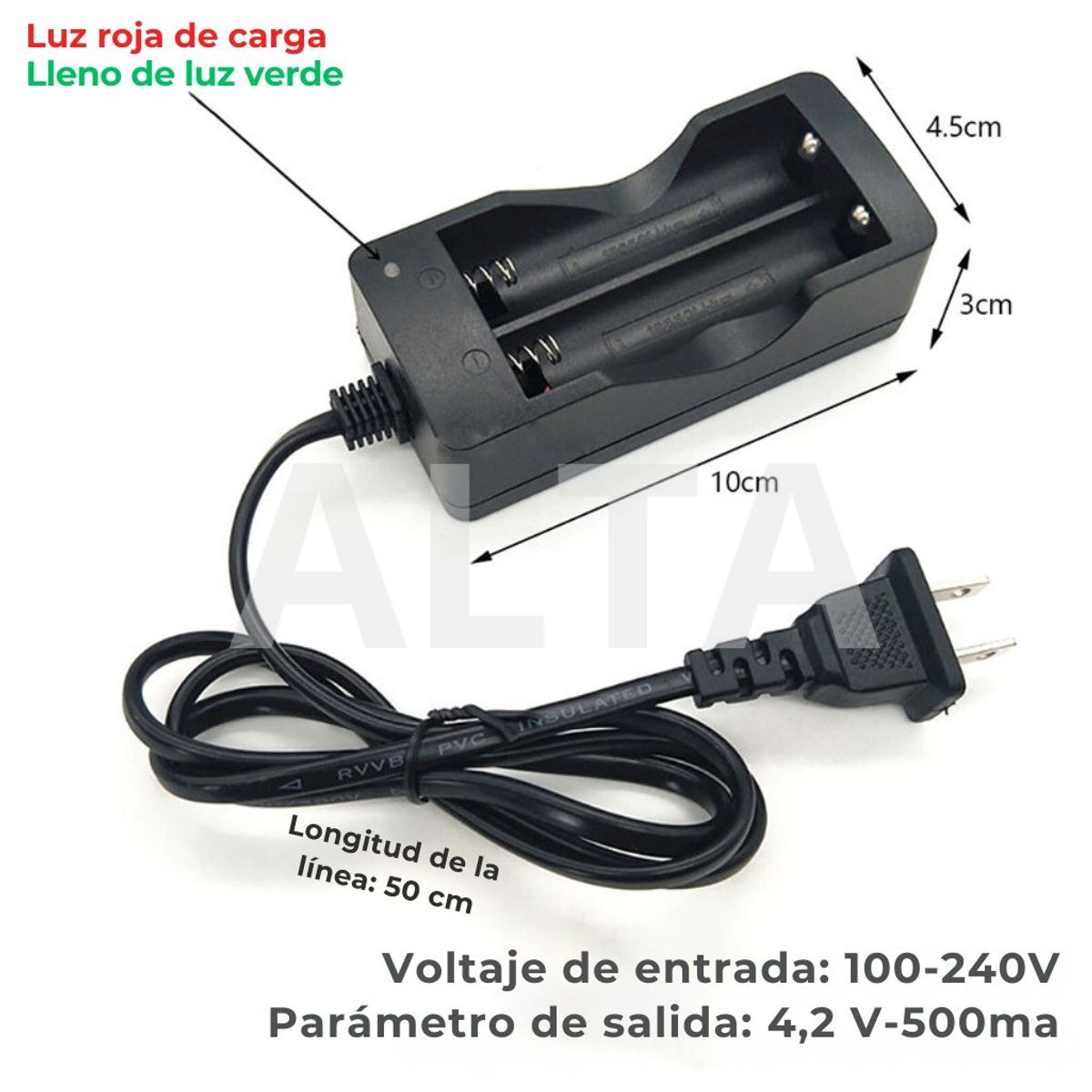 GENERICO - Cargador de baterias de litio 18650 Doble