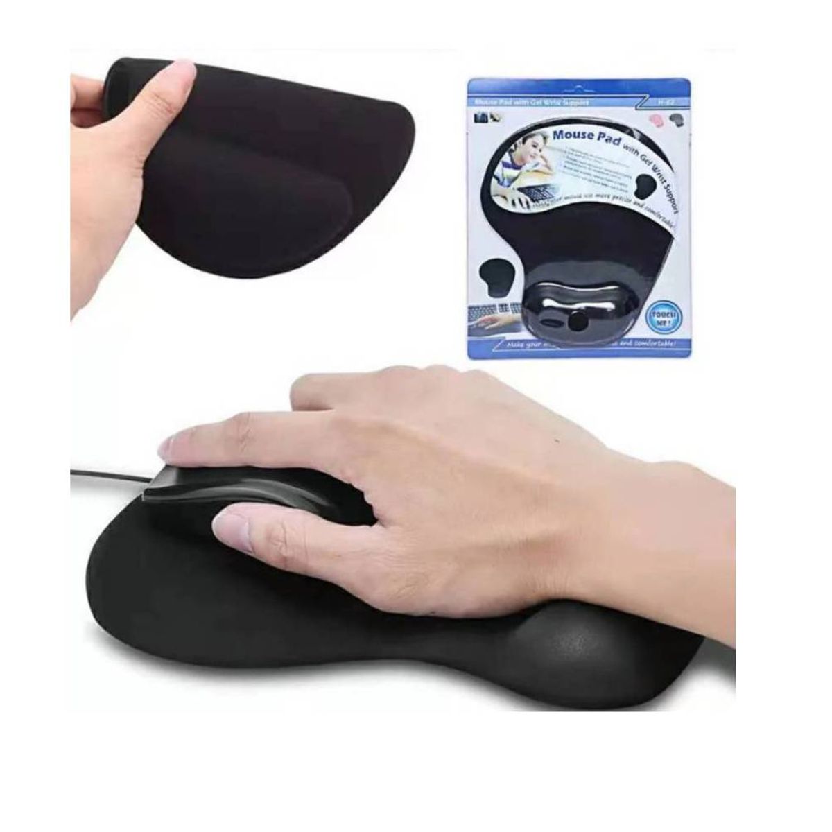 NACIONAL - PadMouse negro con almohadilla muñequera de gel