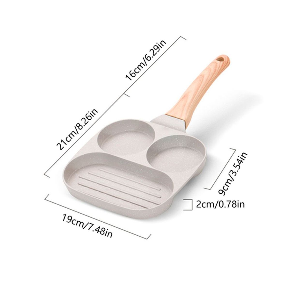 HYGGE - Sarten Eco Friendly Antiadherente con 3 Divisiones Crema