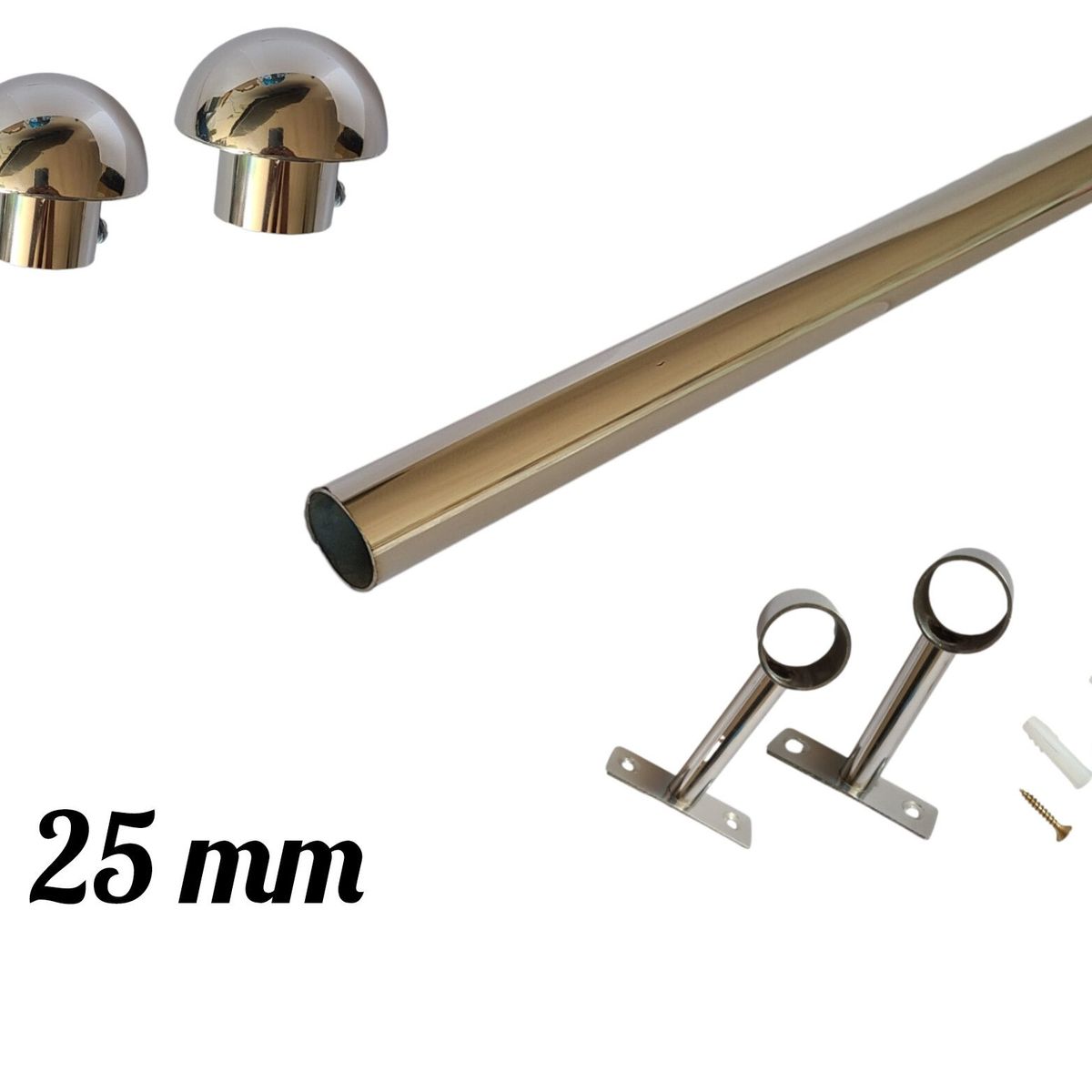 GENERICO - Pack Cortinero de Acero con Hongo de 2.00 MTS 1" - 25 MM