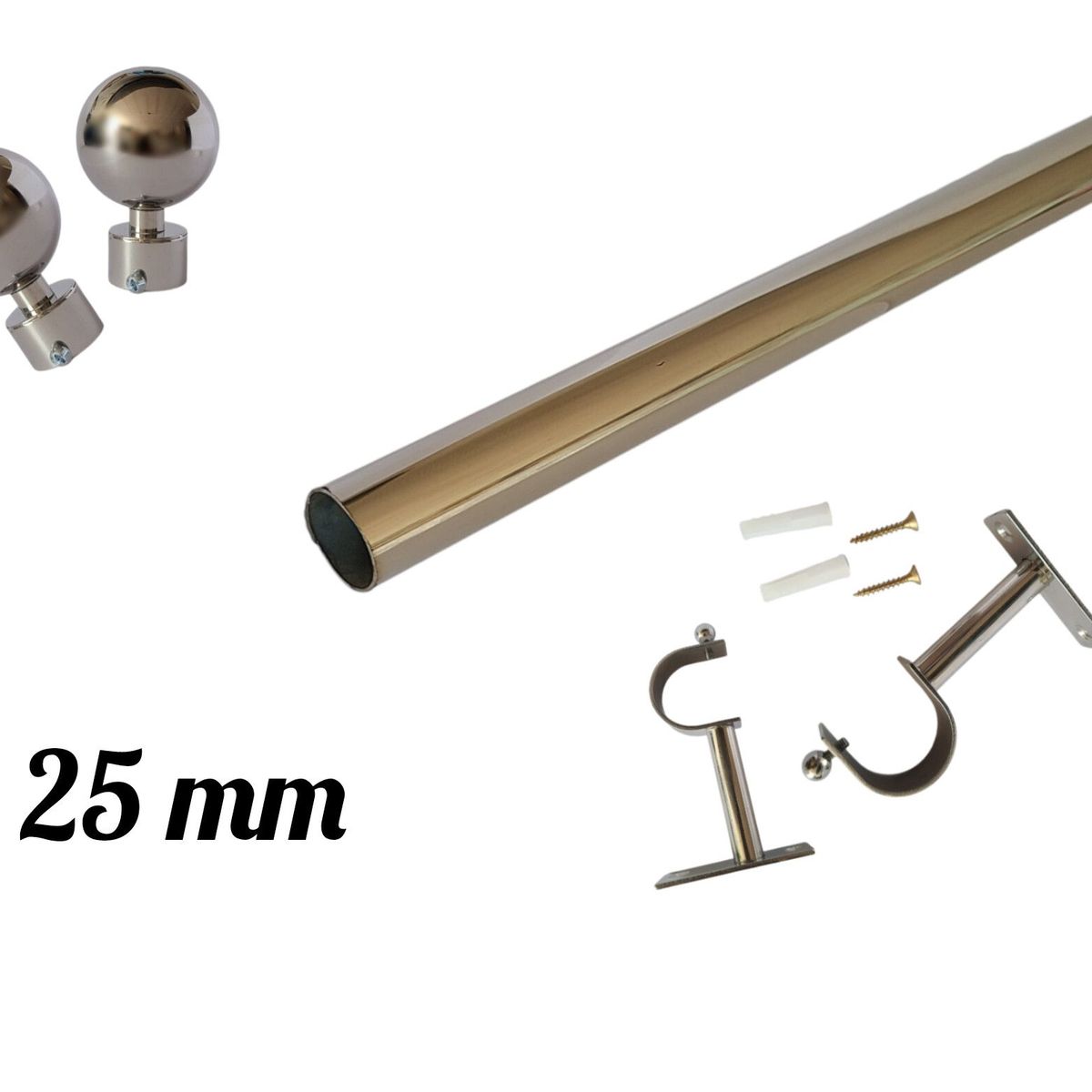 GENERICO - SET CORTINERO BOLA HOME 2.00 MTS 1" - 25 MM