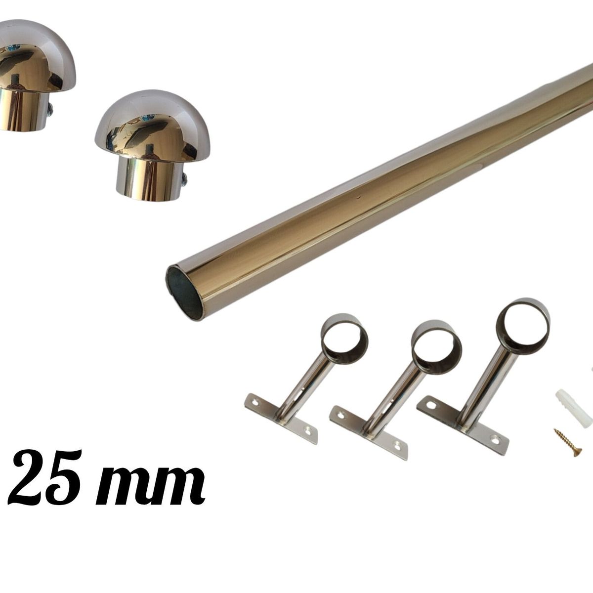 GENERICO - Pack Cortinero de Acero con Hongo de 3.00 MTS 1" - 25 MM