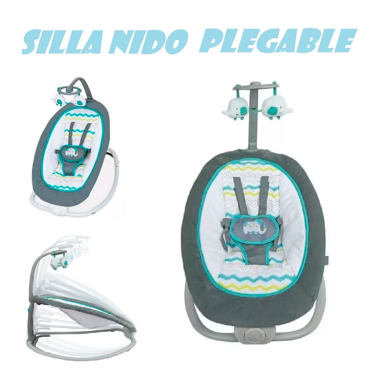 INFANTI - Silla Mecedora Nido Plegable Infanti -Celeste