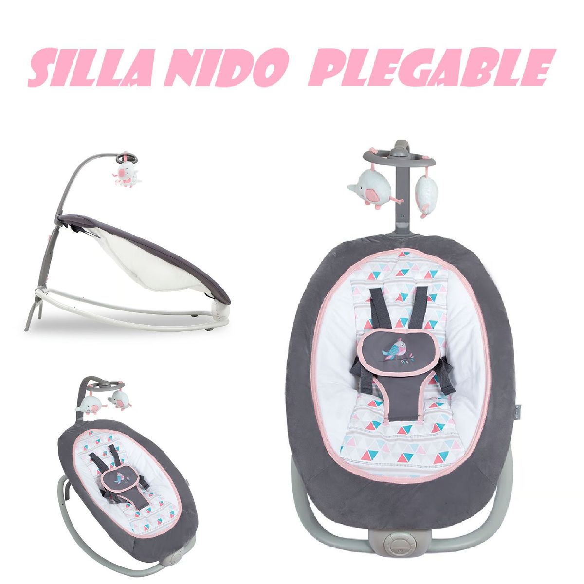 INFANTI - Silla Mecedora Nido Plegable Infanti -Rosado