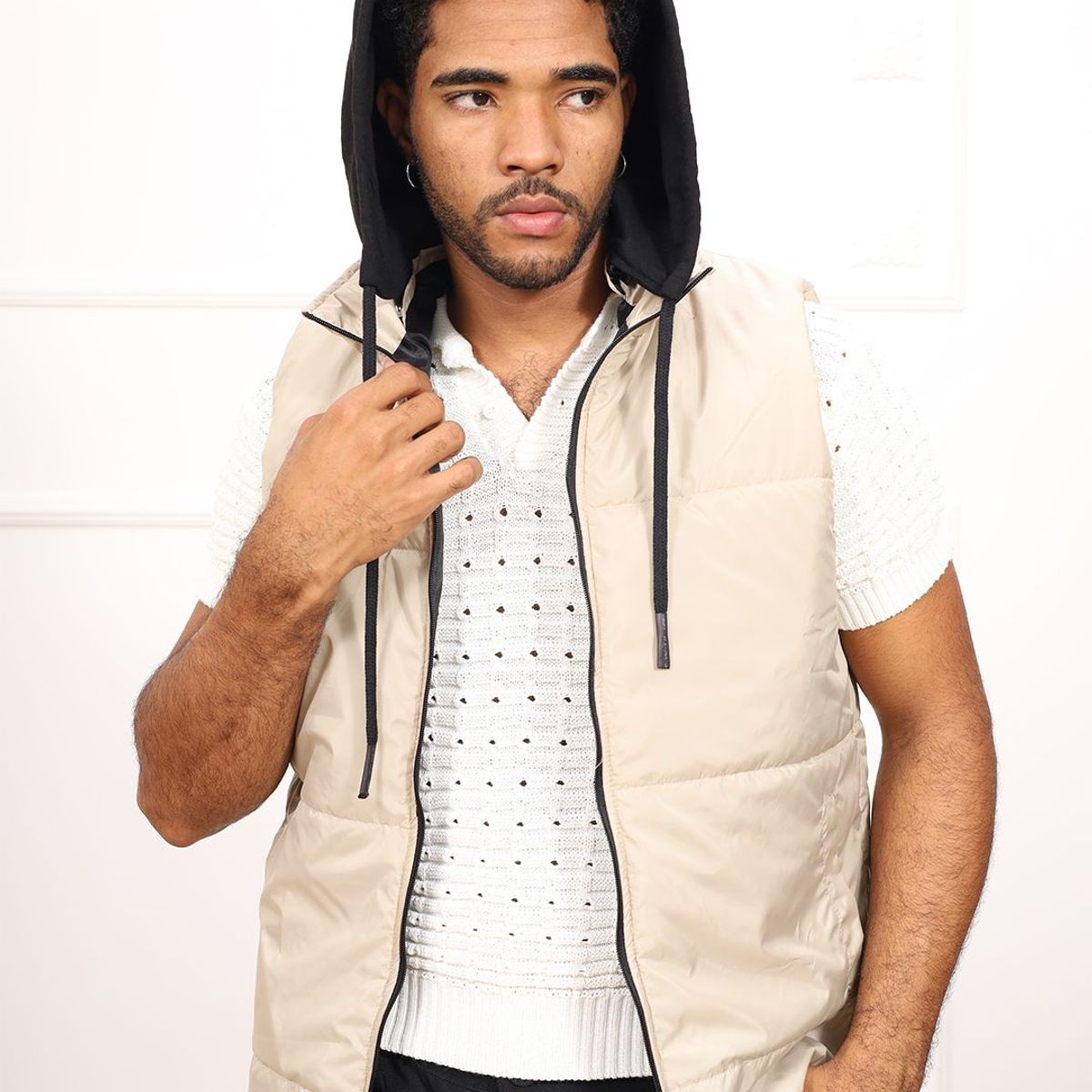 DM DEXMEN - Chaleco Dexmen Capucha Beige