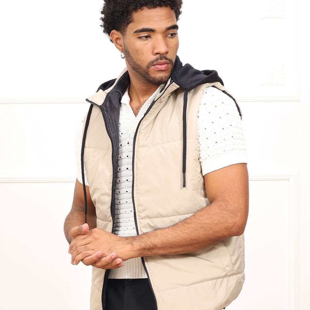 DM DEXMEN - Chaleco Dexmen Capucha Beige