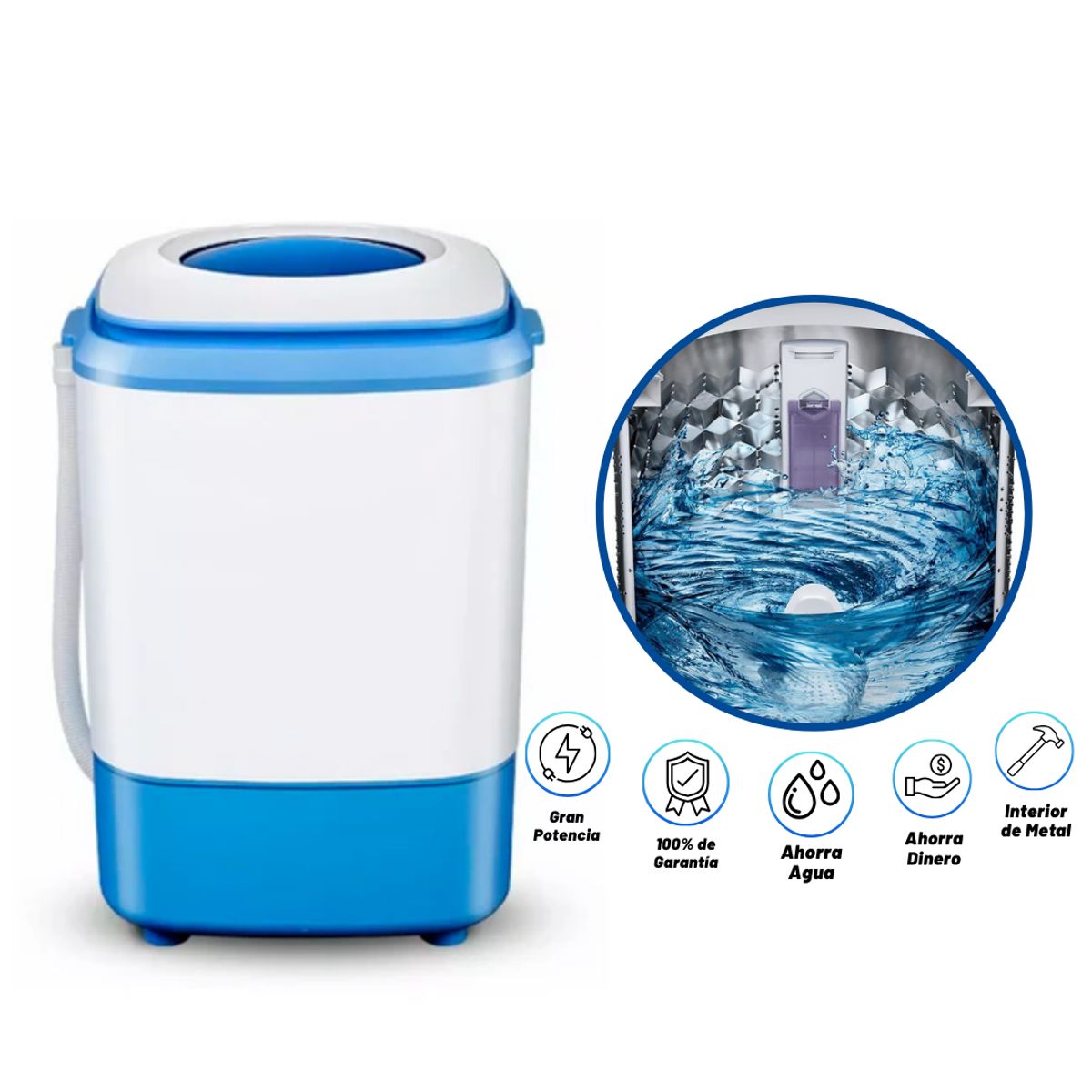 GENERICO - Mini Lavadora Portátil con Interior de Metal