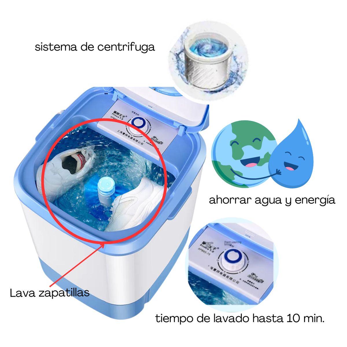 GENERICO - Mini Lavadora Portátil con Interior de Metal