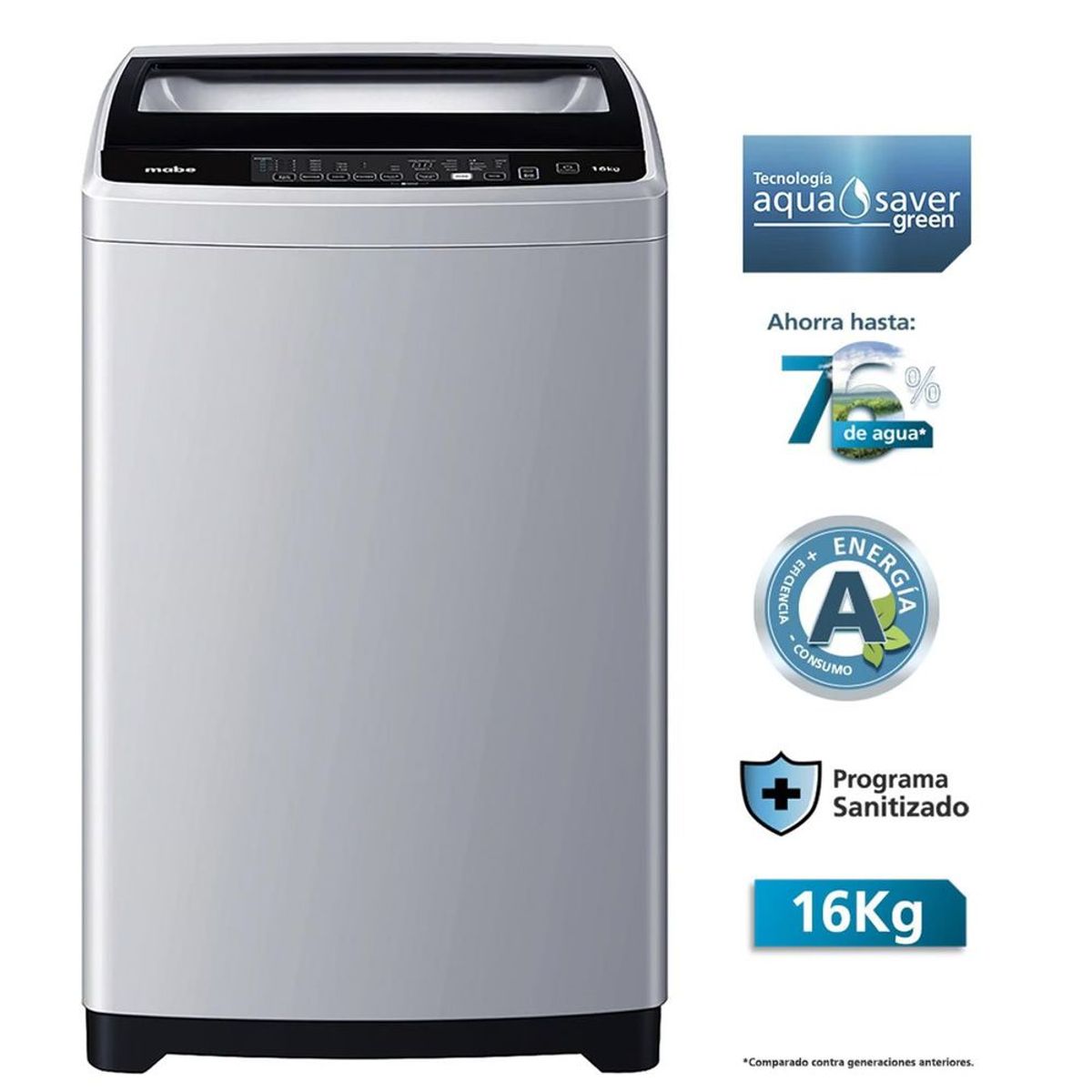 MABE - Lavadora Automática Mabe 16 Kg Silver LMAP6115WGBB0