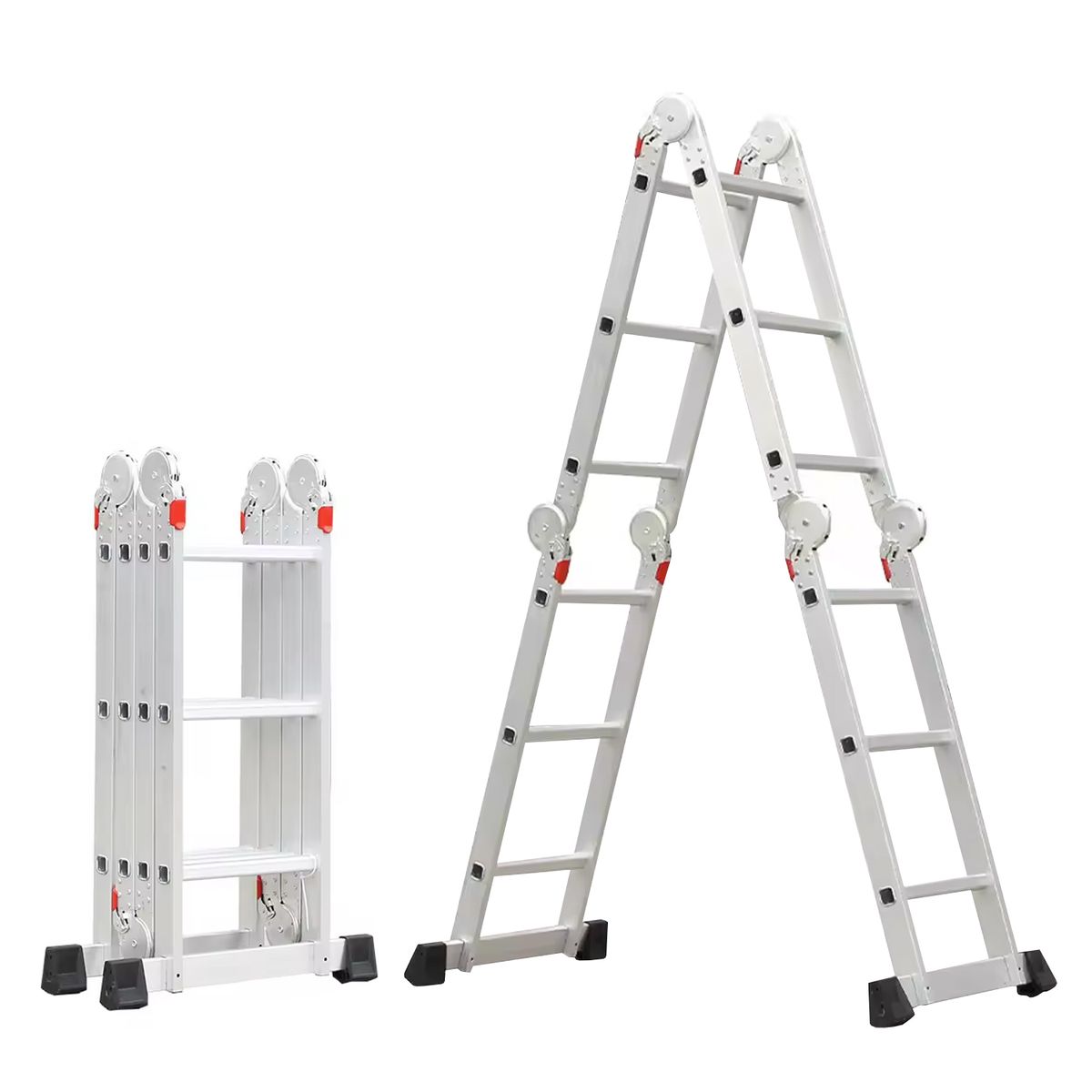 BUYPAL - Escalera Telescopica Plegable 12 Pasos Multifuncional Aluminio