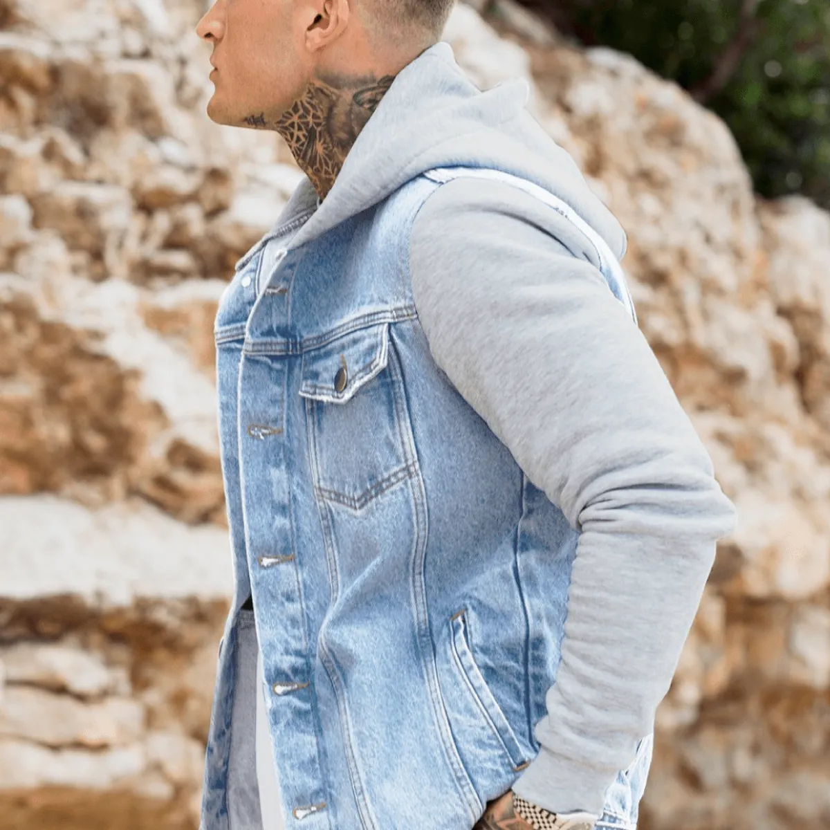 GENERICO - Casaca Jean afranelado Hombre