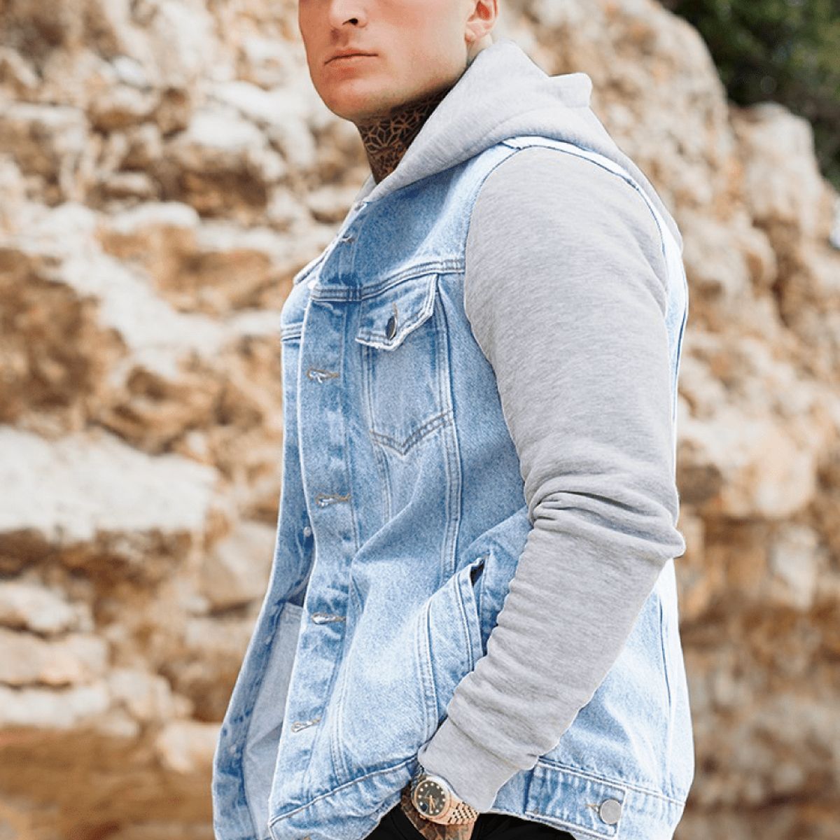 GENERICO - Casaca Jean afranelado Hombre