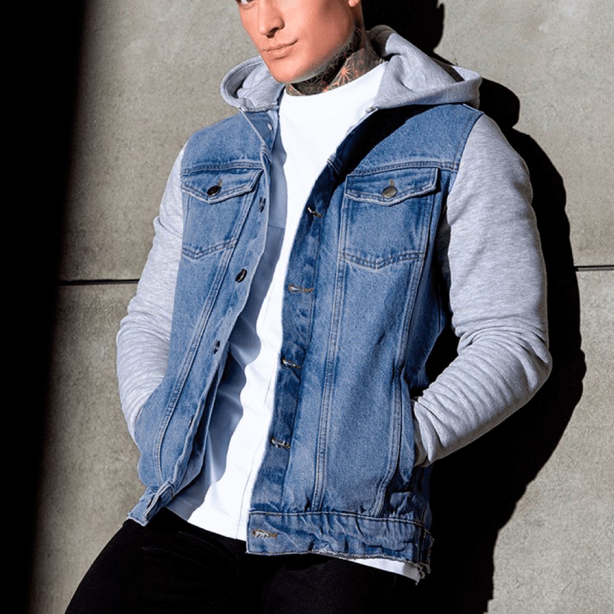 GENERICO - Casaca Jean afranelado Hombre