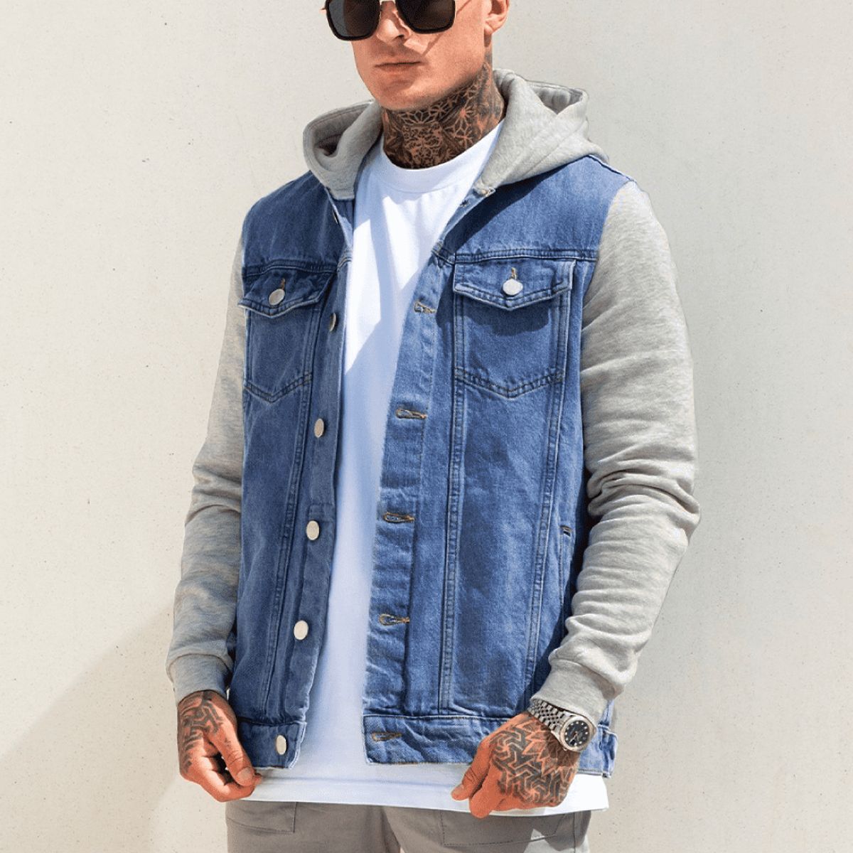 GENERICO - Casaca Jean afranelado Hombre