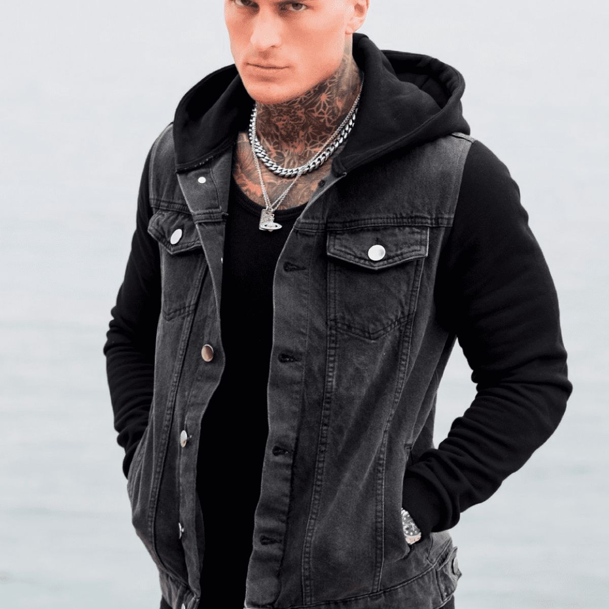 GENERICO - Casaca Jean afranelado Hombre