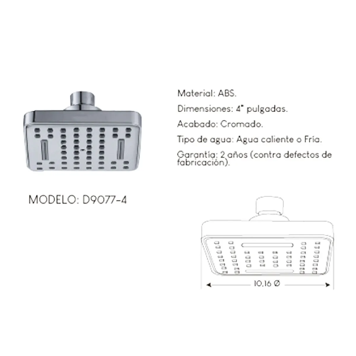 GENERICO - Difusor Cabeza Ducha Española 4" para agua caliente y fría