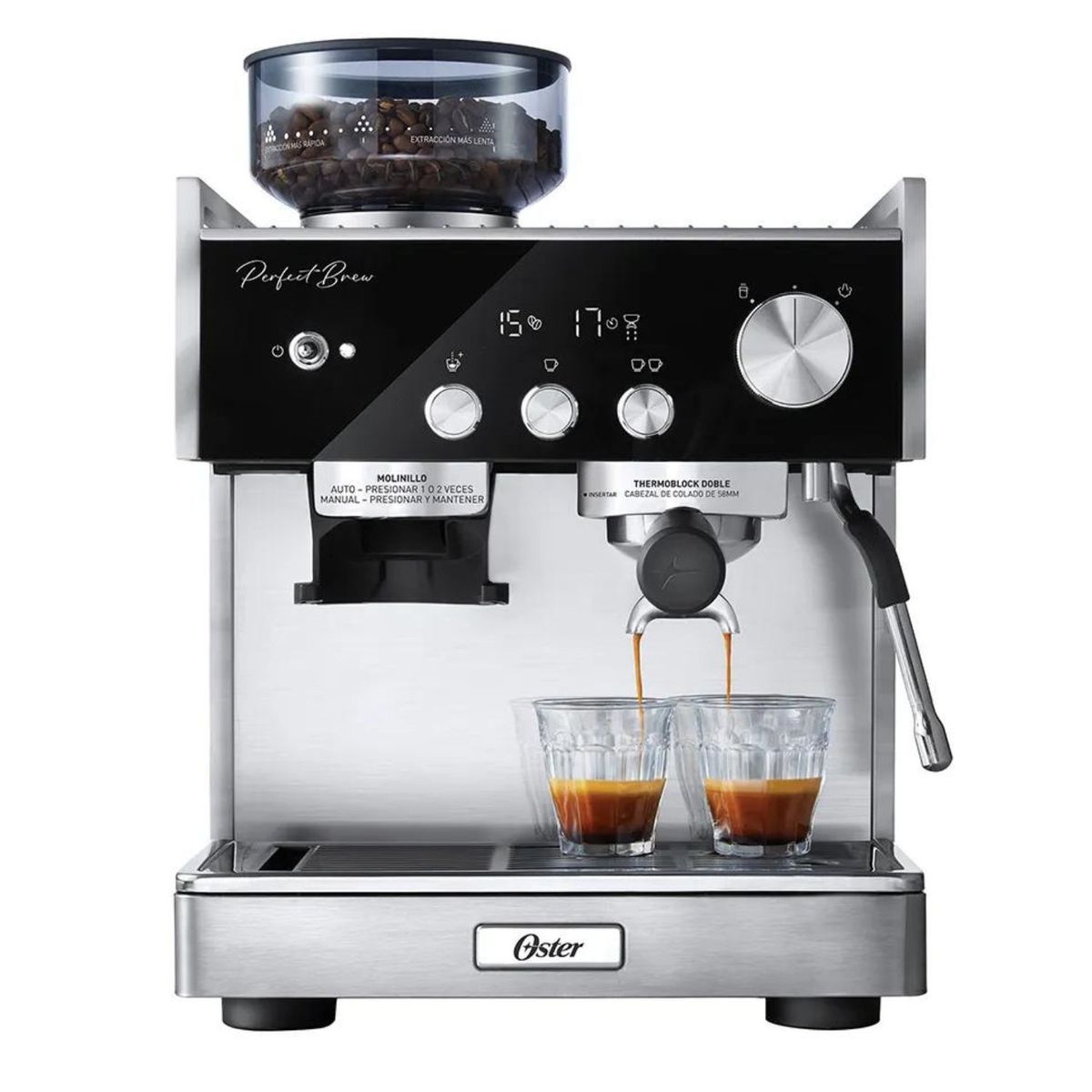 OSTER - Cafetera Oster BVSTEM7400 para Espresso con Molinillo Inteligente