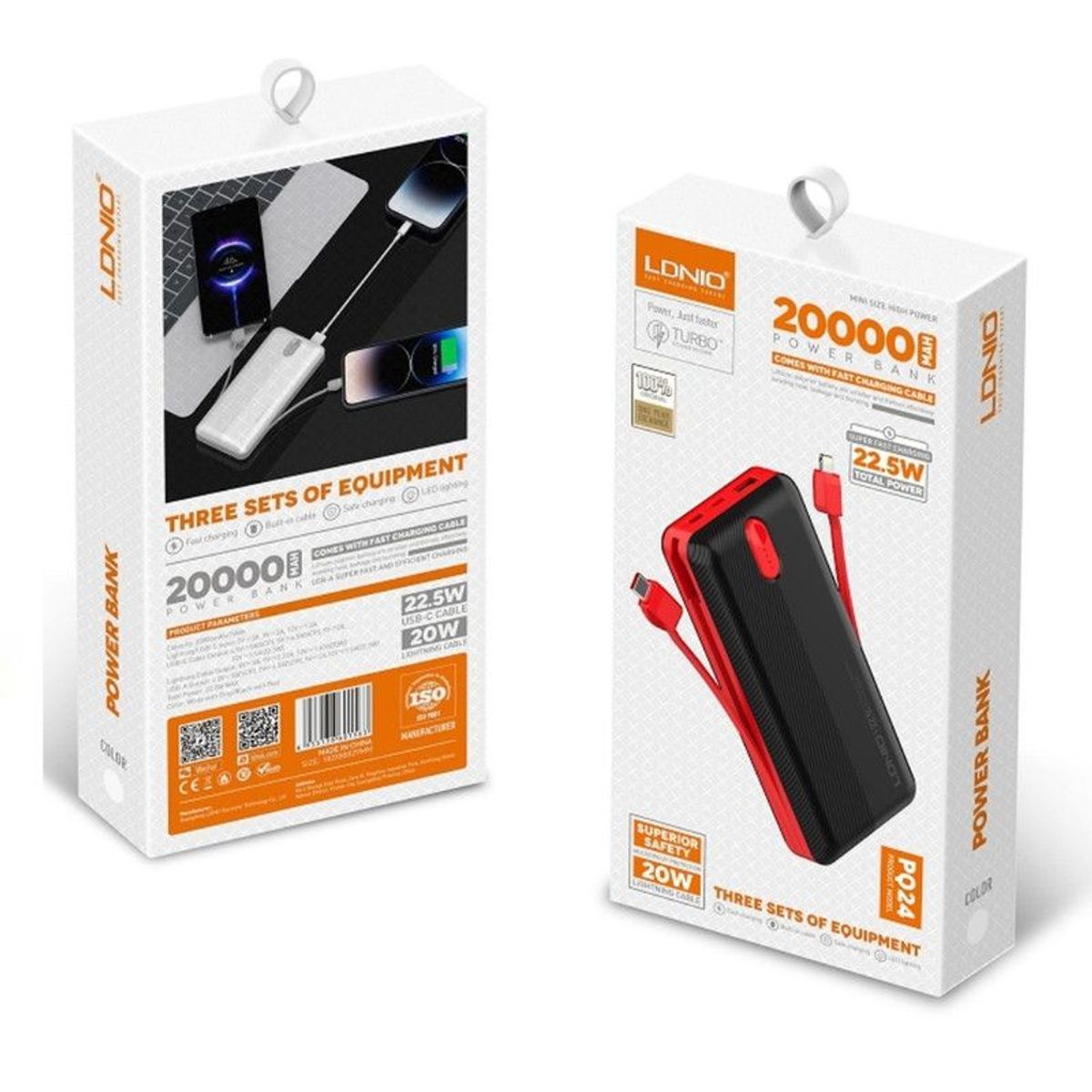 LDNIO - Power Bank LDNIO 20000 mAh PQ24 con Carga de 225W - Negro