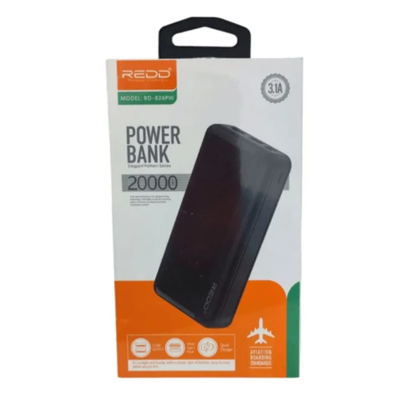 GENERICO - Power Bank REDD 20000mAh Negro 5V-31A Modelo RD-824PW