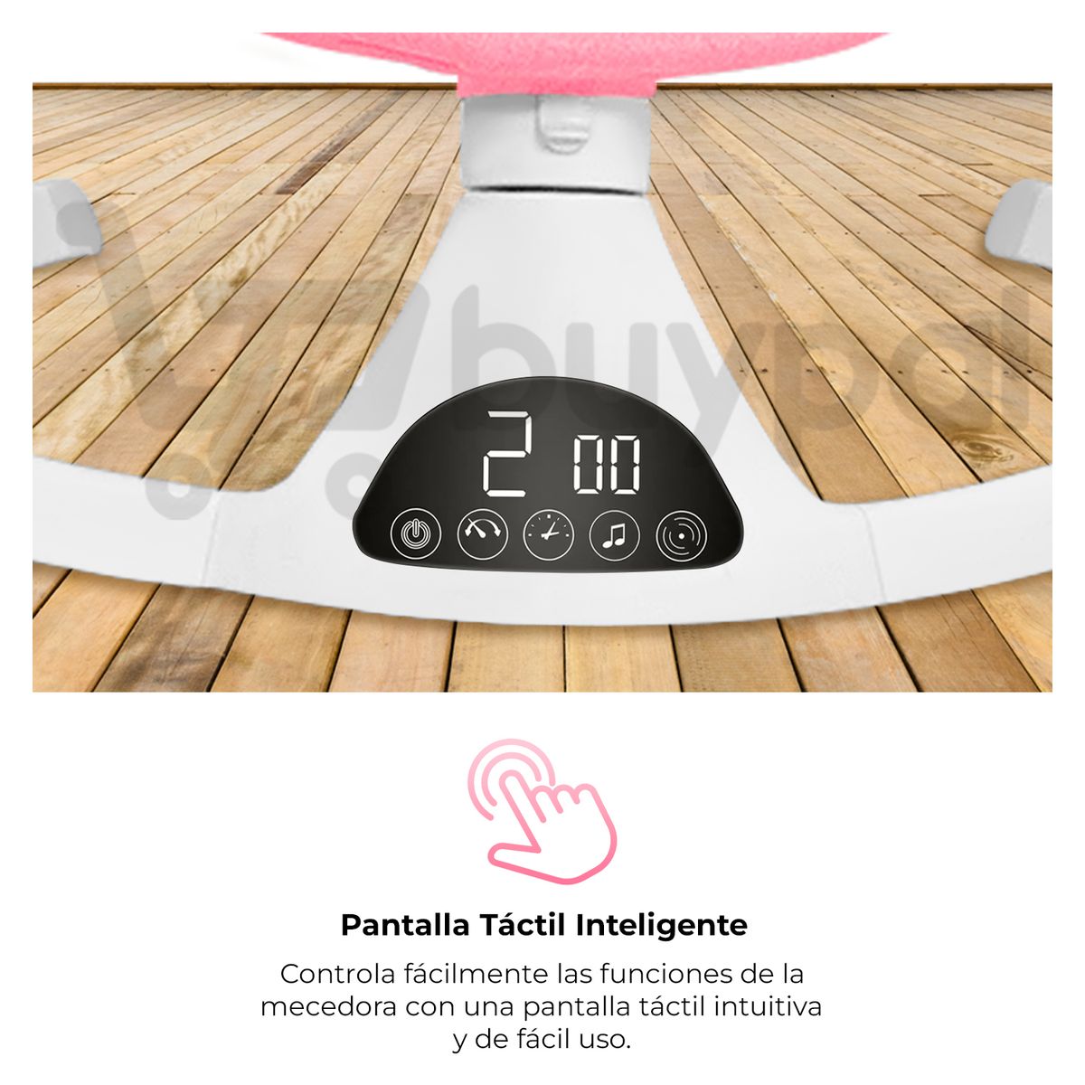 BABYPAL - Mecedora para Bebe Electrica Bluetooth Mosquitero Gris