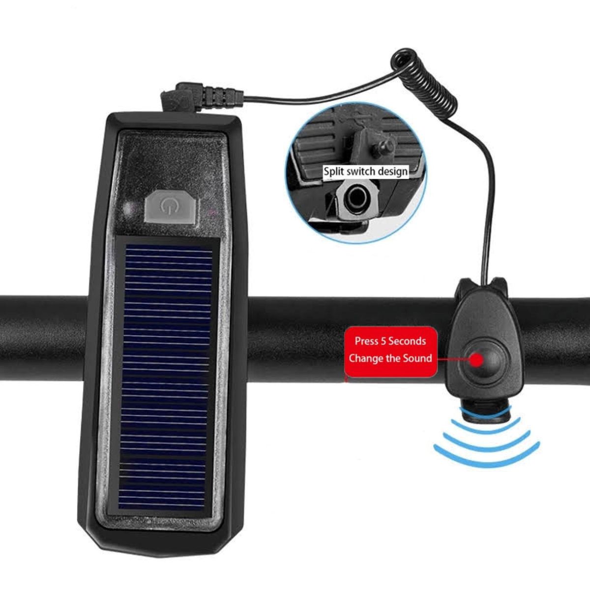 ROCKBROS - Luz Delantera Recargable con Bocina para Bicicleta