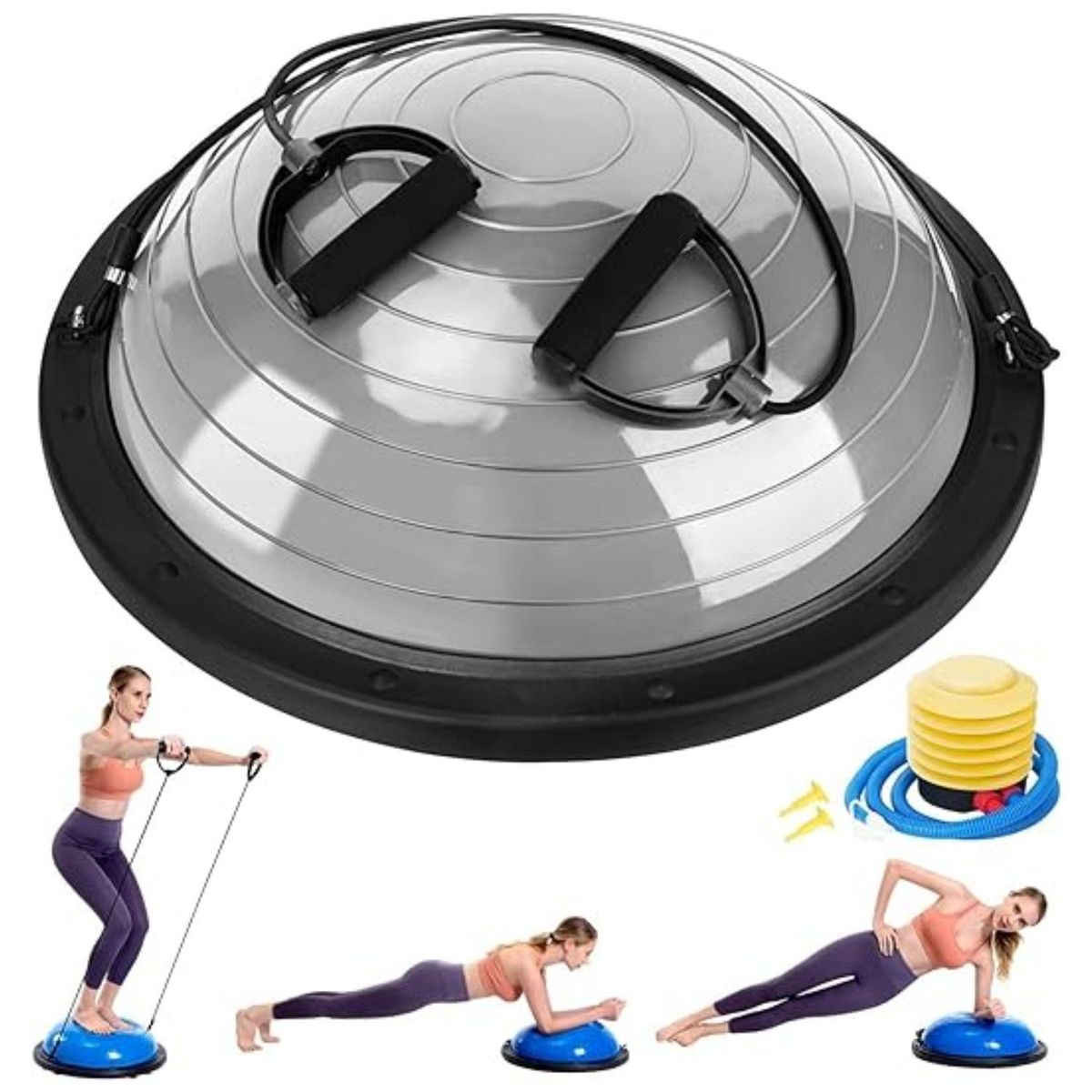 XTREME SPORT - Balon Bosu + Ligas  soporte 150kg Pelota de Equilibrio