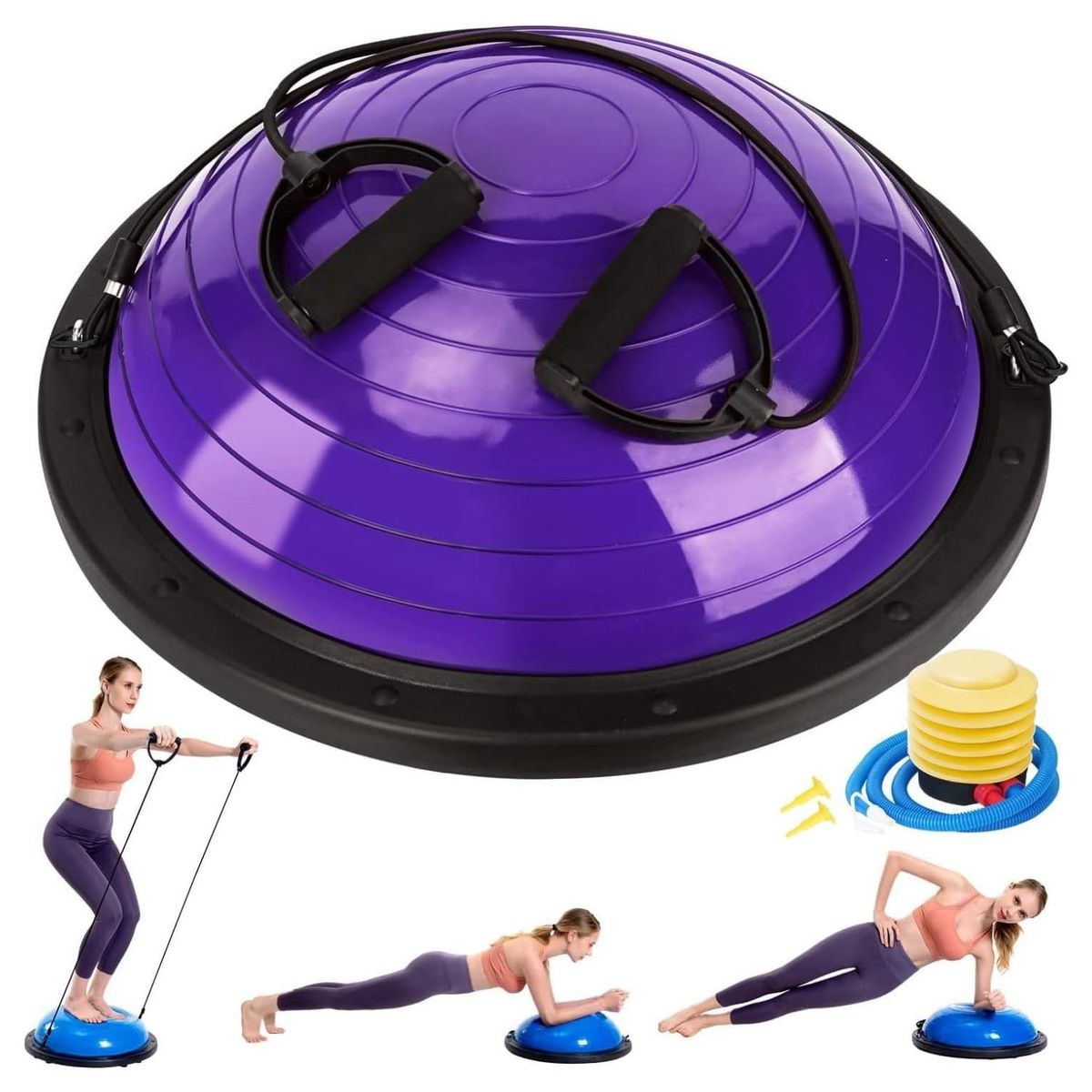 XTREME SPORT - Balon Bosu + Ligas  soporte 150kg Pelota de Equilibrio