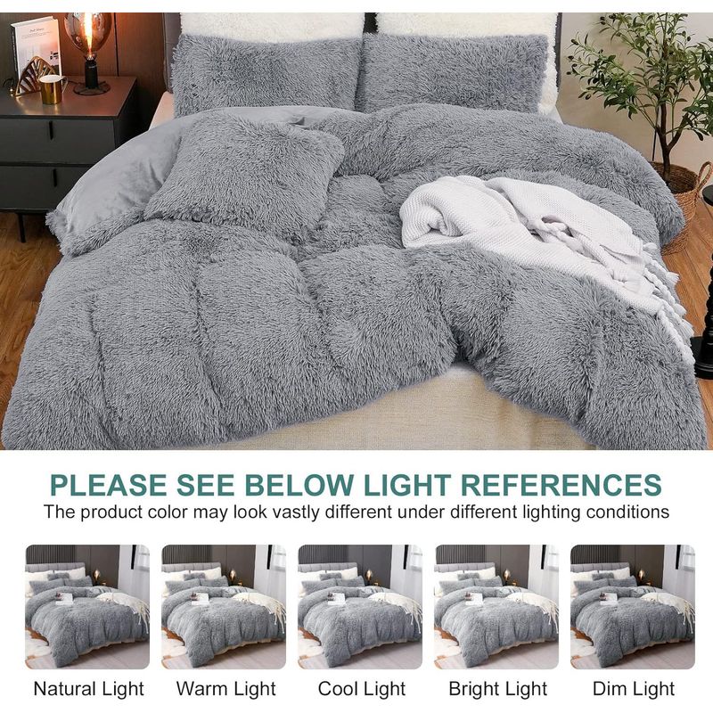 GENERICO - EDREDÓN PIEL DE OSO KING + 2 FUNDAS DE ALMOHADA PLATA