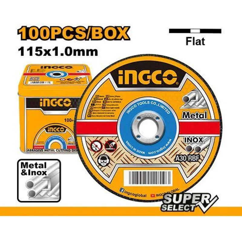 INGCO TOOLS - DISCO CORTE METAL Y ACERO 4½  X 100UND P/ AMOLADORA  INGCO MCD10115100
