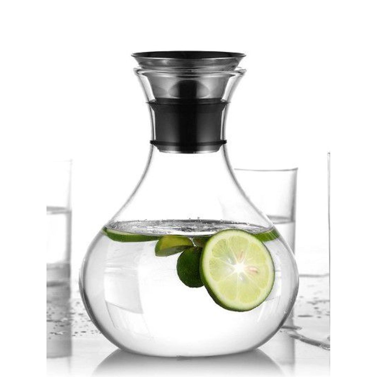 GENERICO - Jarra de Vidrio Resistente al Calor CTapa de Acero Inox