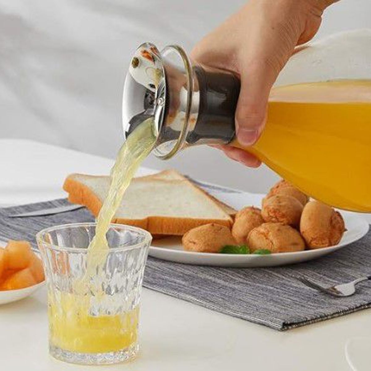 GENERICO - Jarra de Vidrio Resistente al Calor CTapa de Acero Inox