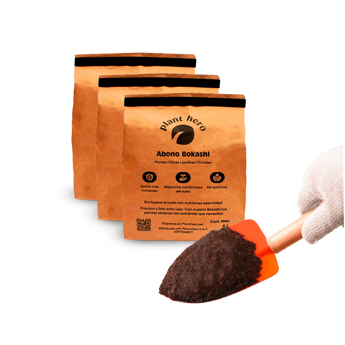 GENERICO - Fertilizante Abono Organico Bokashi 15 Litros (Combo 3 Bolsas de 5L)