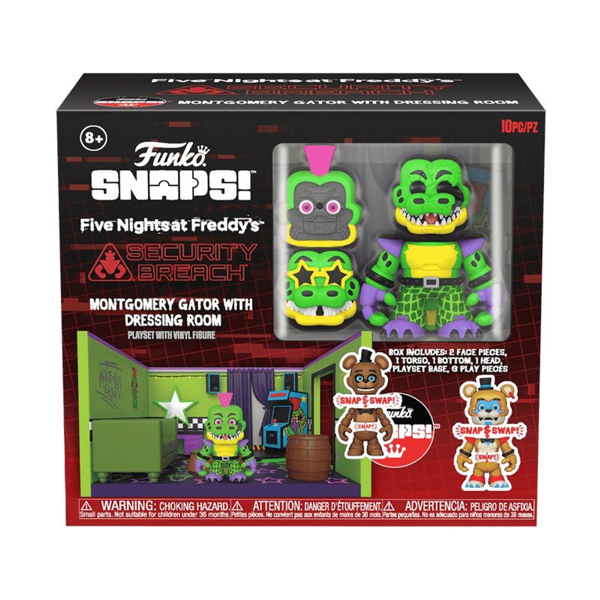 FREDDY - FNAF SNAPS FREDDY  MONTGOMERY GATOR DRESSING ROOM PLAYSET