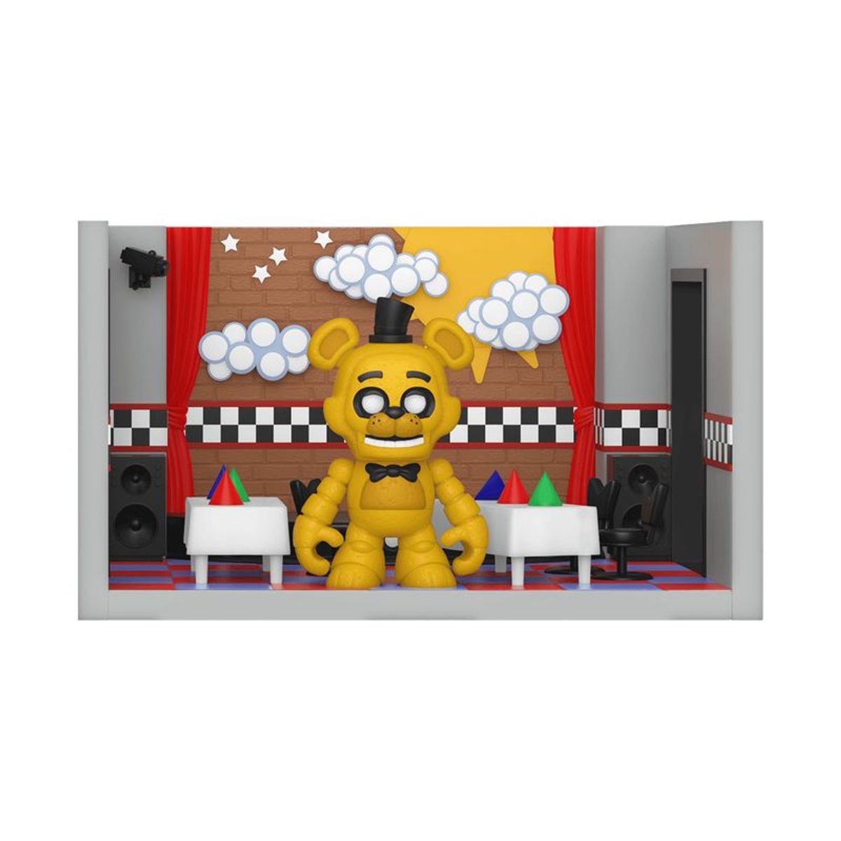FREDDY - FNAF SNAPS FREDDY  GOLDEN FREDDY WITH STAGE PLAYSET ORIGINAL