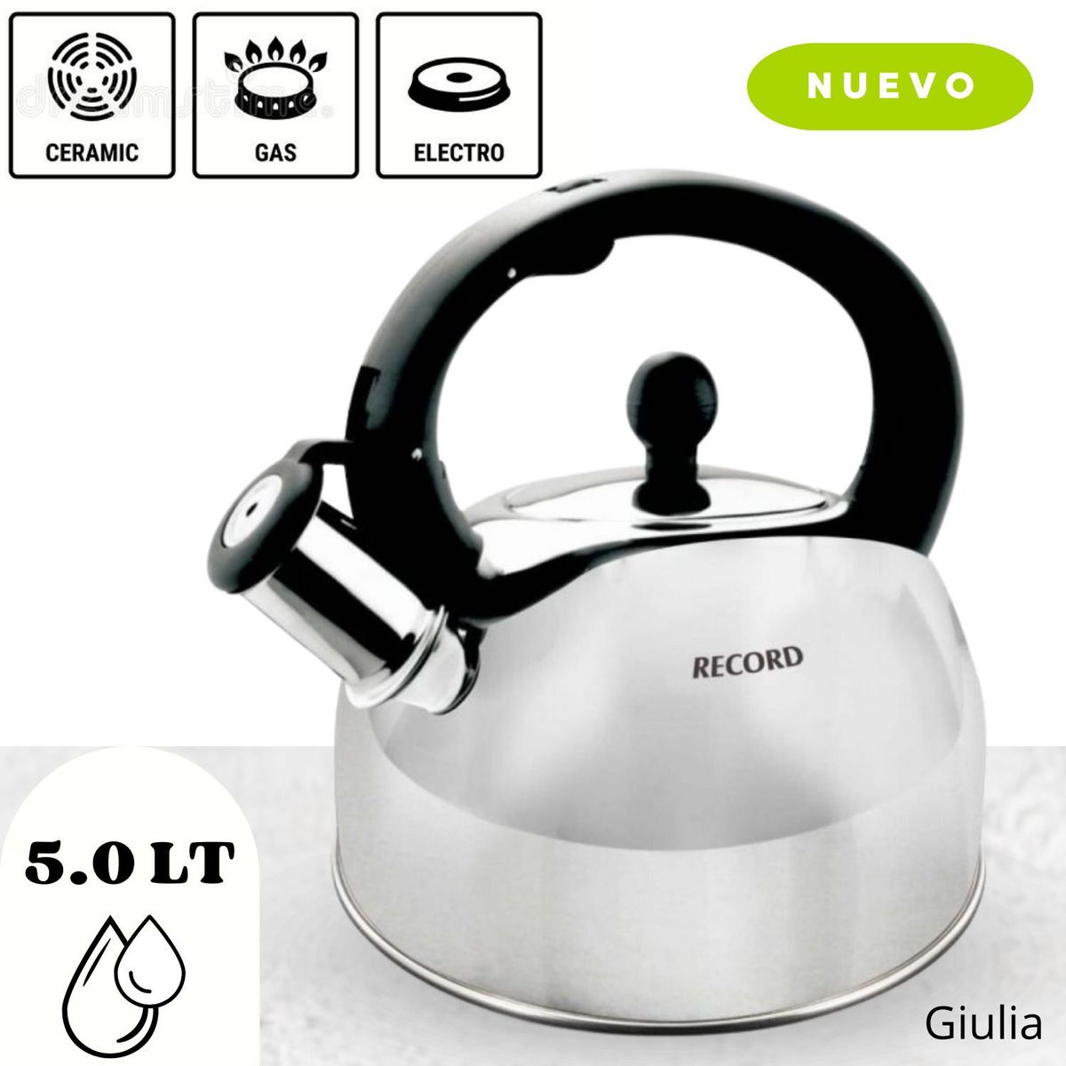 GARRA RECORDS - Tetera Giulia Acero Inoxidable 5 L