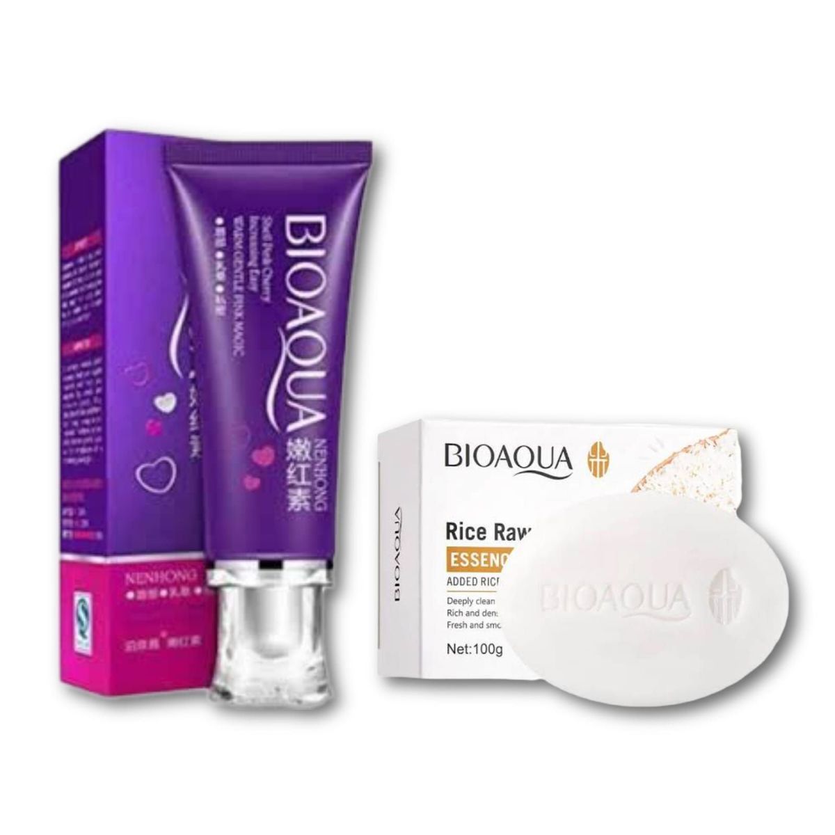 BIOAQUA - CREMA BLANQUEADORA ZONAS + JABON ACLARANTE DE ARROZ