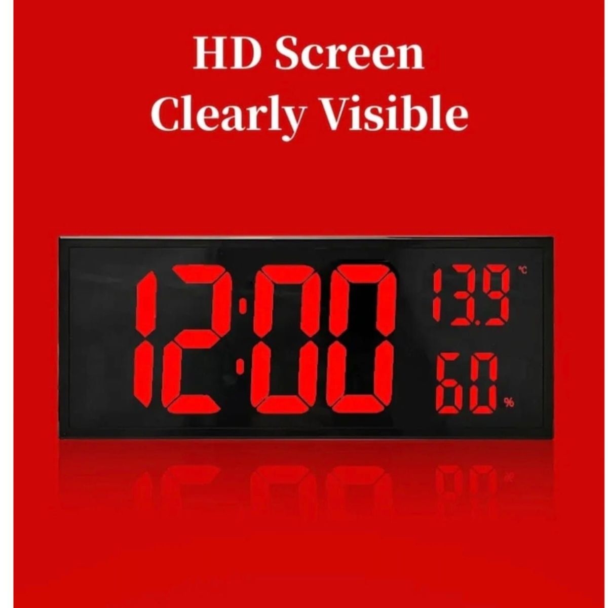 GENERICO - Reloj Digital de pared con Control remoto Humedad y Temperatura
