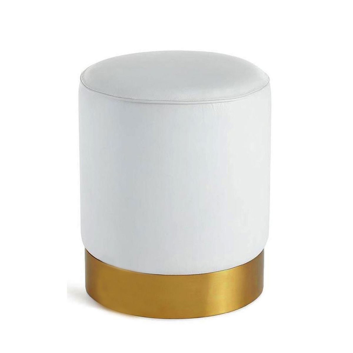 GENERICO - 2 Puff Siena Redondo con Base Metálica Ivory + 1 Cojín