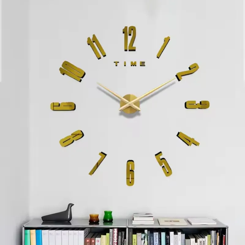 GENERICO - Reloj  Gigante Adhesivo para Pared Dorado