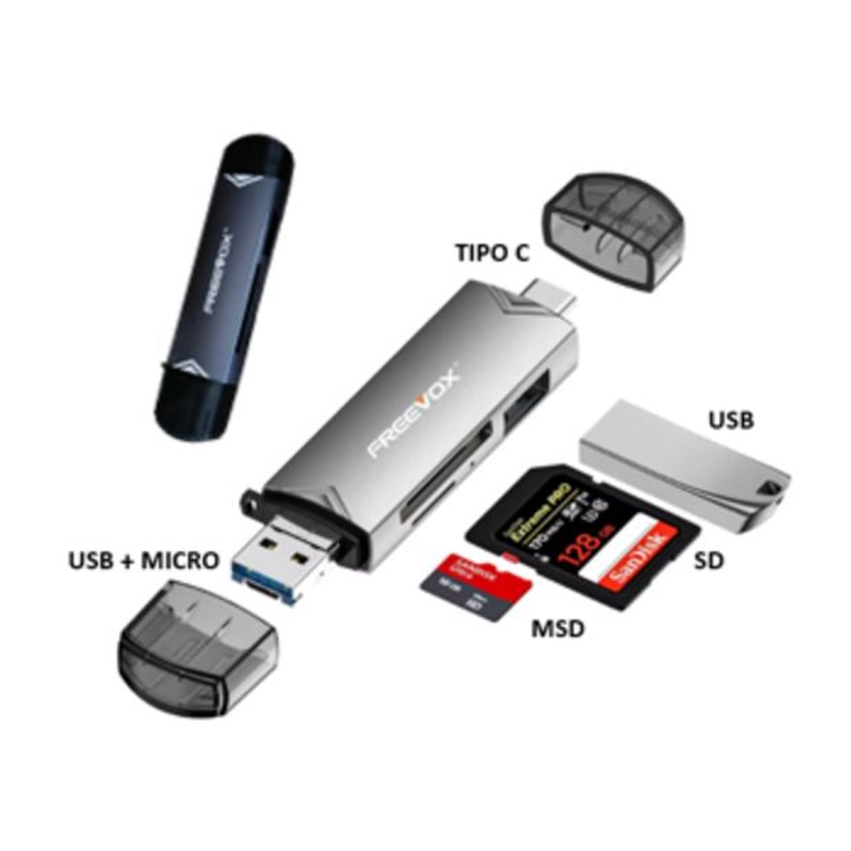 FREEVOX - LECTORA DE TARJETA SD MSDUSB TIPO C MICRO