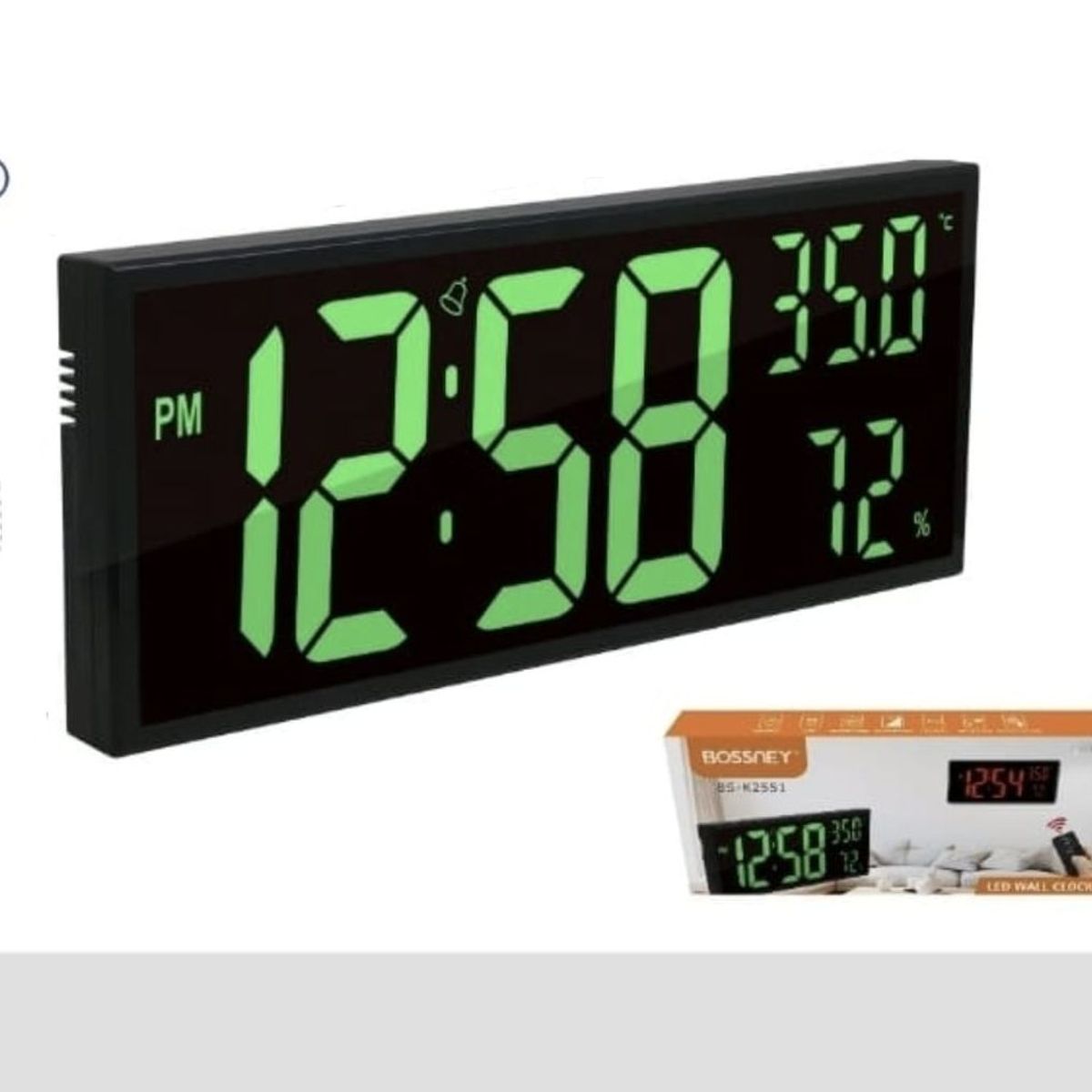 GENERICO - Reloj Digital de pared con Control remoto Humedad y Temperatura