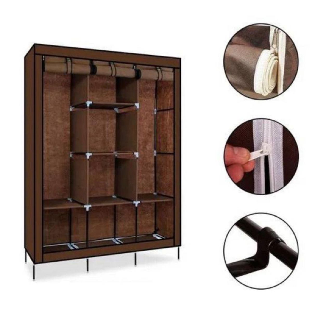 GENERICO - Ropero Organizador Armario Closet Armable 3 Cuerpos Marron