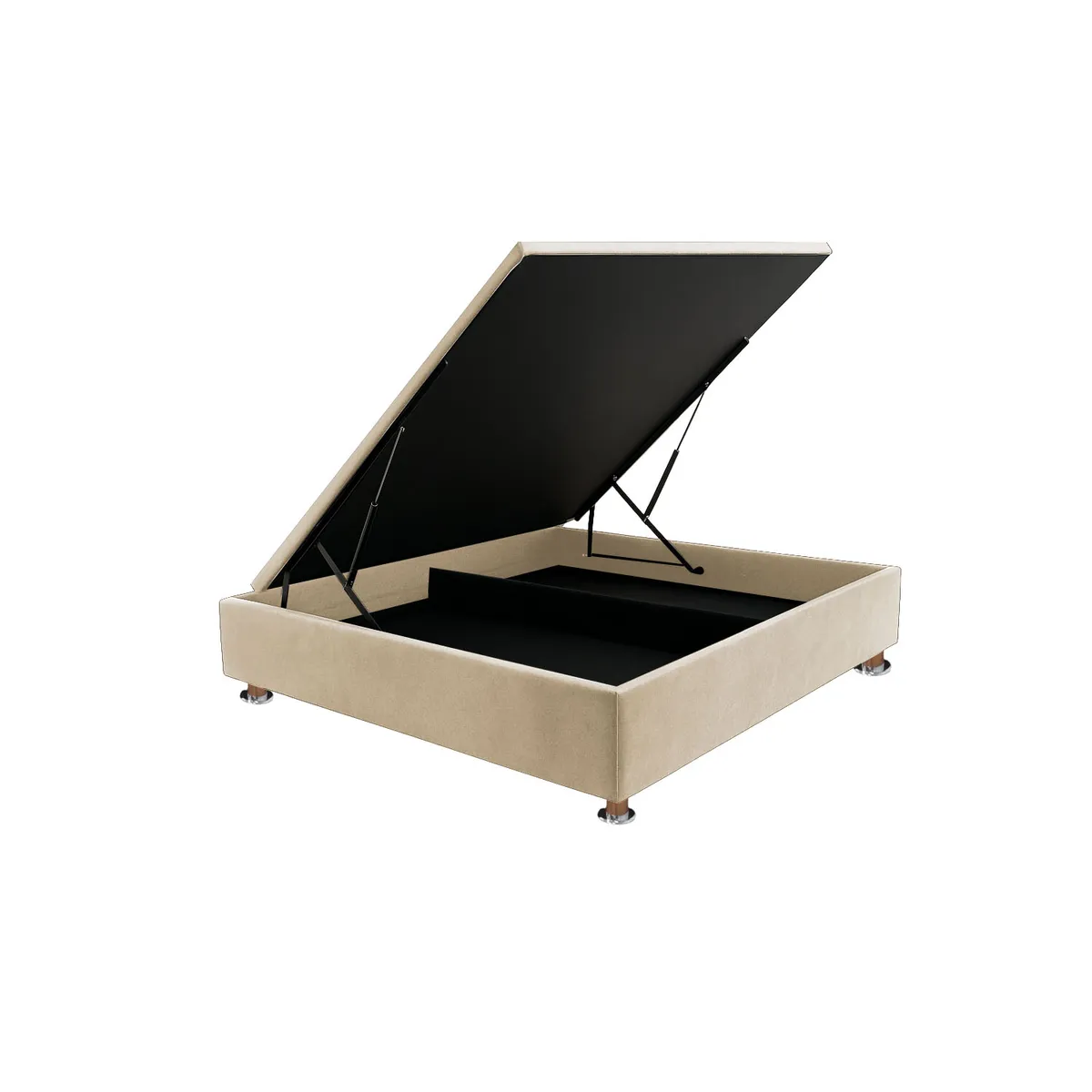 MUEBLES MACRUMO - Box Espacio Tarima reforzado 2 Plz + Tela ALPHA (Color Beige)