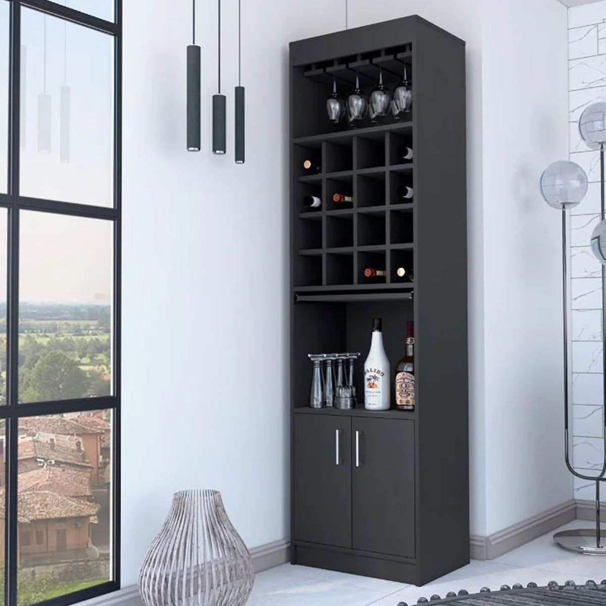 VENTITAS HOME - Mueble de Bar Paulo Ventitas Home Color Negro