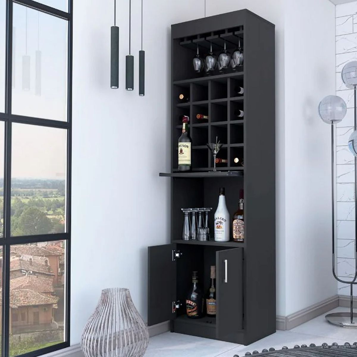 VENTITAS HOME - Mueble de Bar Paulo Ventitas Home Color Negro
