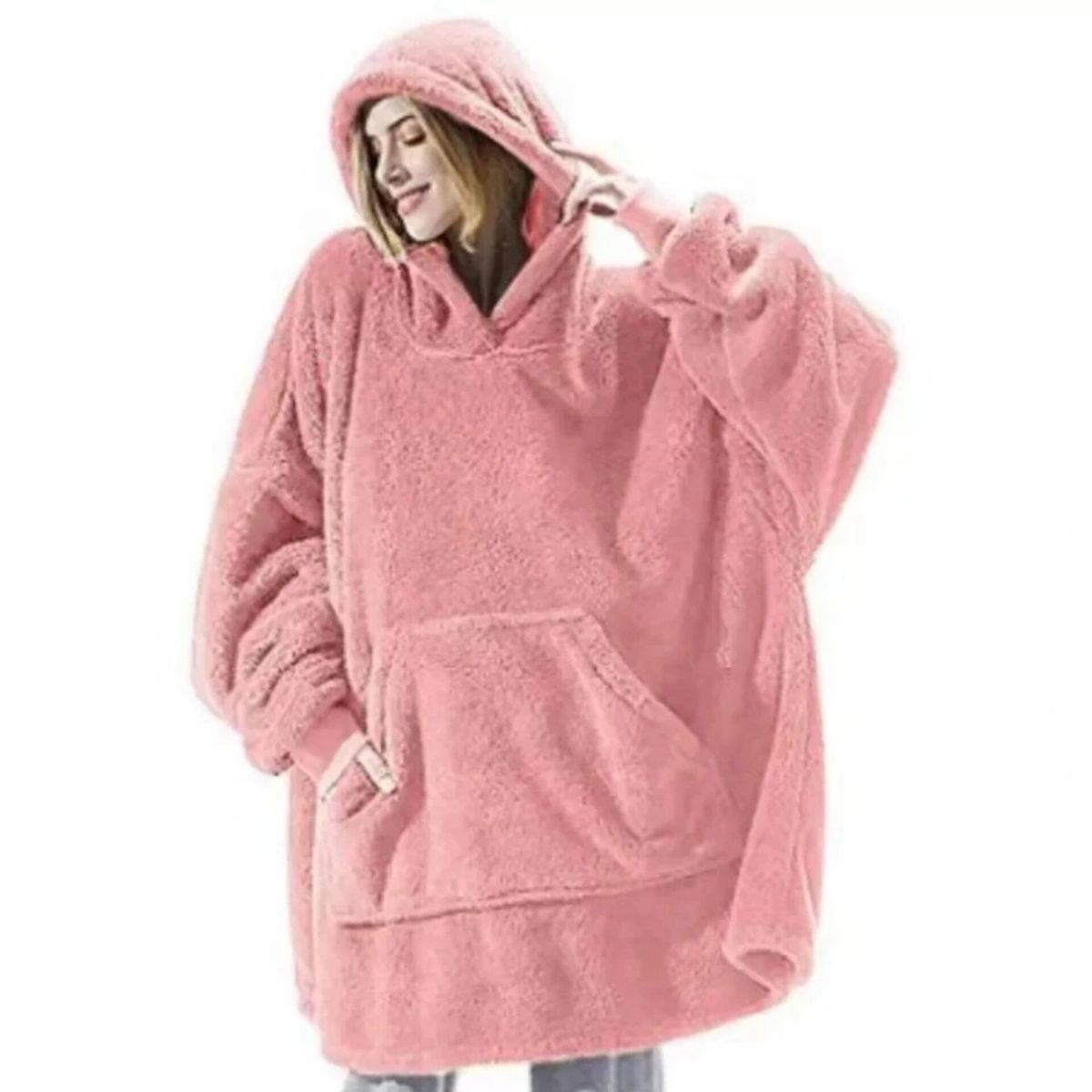 OEM - POLERÓN CALENTADOR ADULTO HUGGLE HODDIE- FUCSIA- OVERSIZE