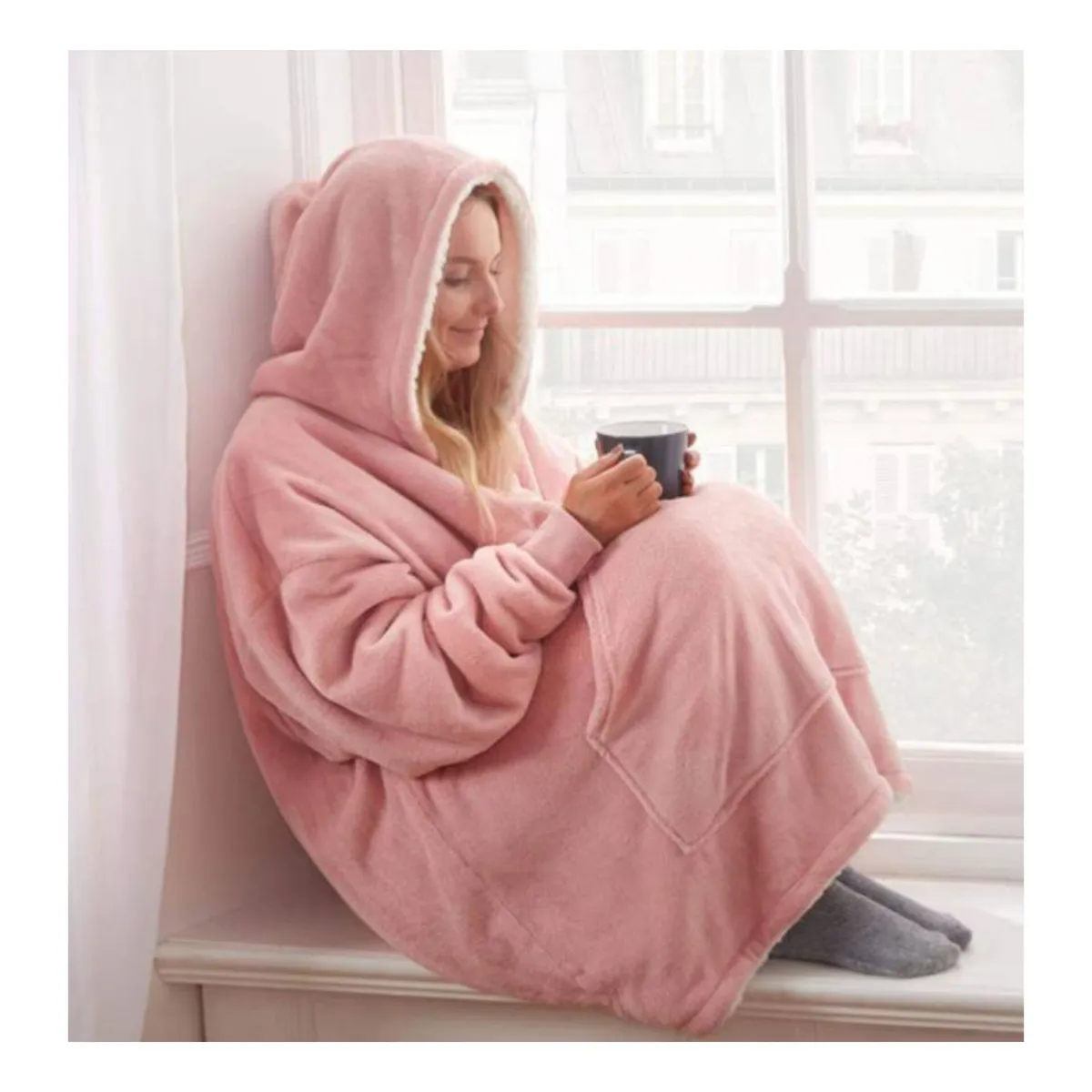 OEM - POLERÓN CALENTADOR ADULTO HUGGLE HODDIE- FUCSIA- OVERSIZE